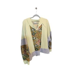 POL patchwork waffle knit top oversized small